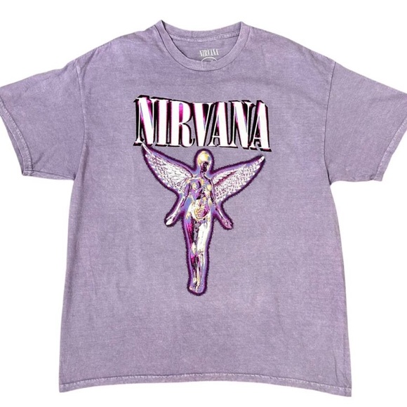 Tops - New Nirvana In Utero Band Graphic Tee Shirt Oversized Light Purple Size Medium